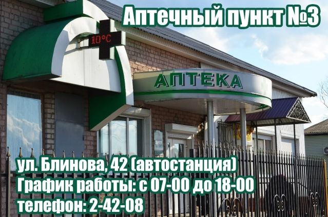 Аптека №3, ул. Блинова, 42 (ИП Кучмасов А.П.)
